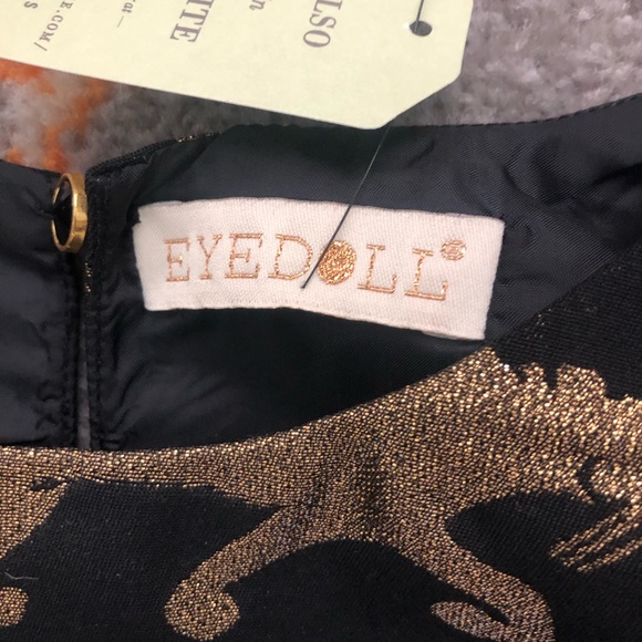 Anthropologie Eyedoll Gold Panther Dress 00 - Picture 4 of 6